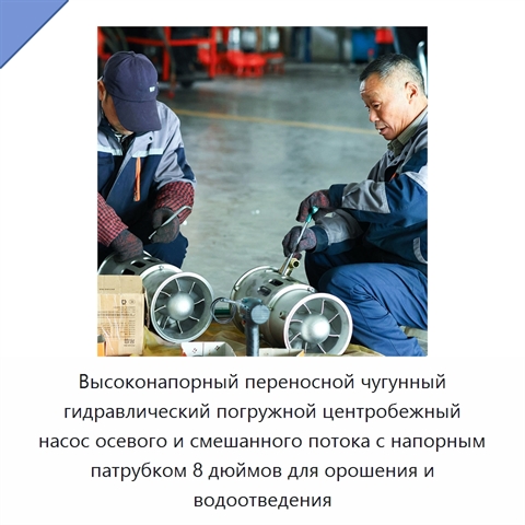 Высоконапорный переносной чугунный гидравлический погружной центробежный насос осевого и смешанного потока с напорным патрубком 8 дюймов для орошения и водоотведения