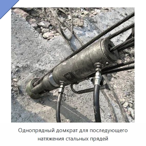 Однопрядный домкрат для последующего натяжения стальных прядей