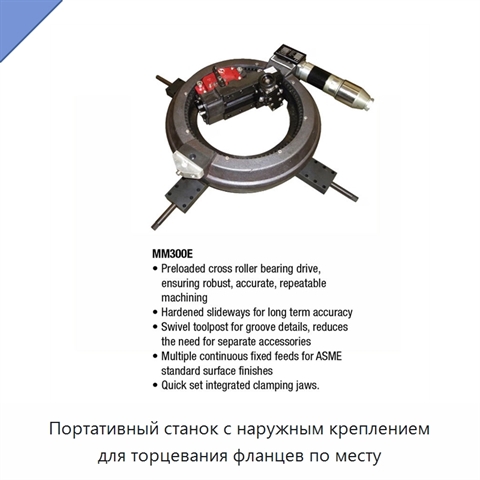 Портативный станок с наружным креплением для торцевания фланцев по месту