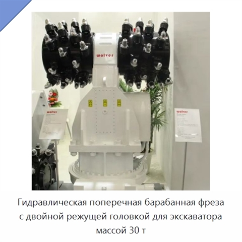 Гидравлическая поперечная барабанная фреза с двойной режущей головкой для экскаватора массой 30 т