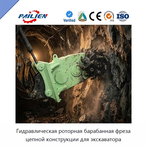 Гидравлическая роторная барабанная фреза цепной конструкции для экскаватора