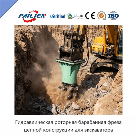 Гидравлическая роторная барабанная фреза цепной конструкции для экскаватора