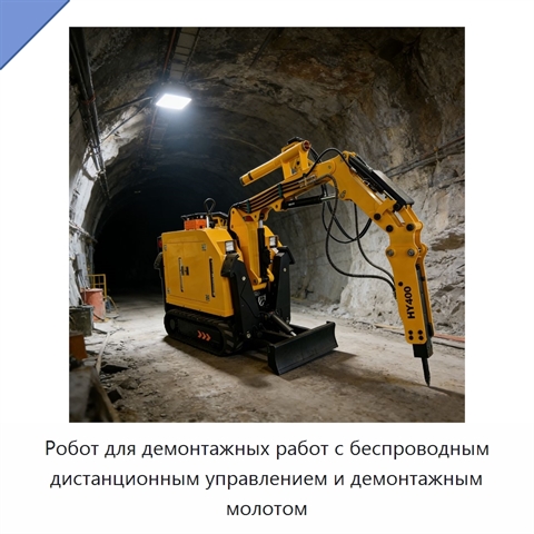 Робот для демонтажных работ с беспроводным дистанционным управлением и демонтажным молотом