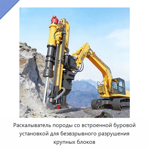 Раскалыватель породы со встроенной буровой установкой для безвзрывного разрушения крупных блоков