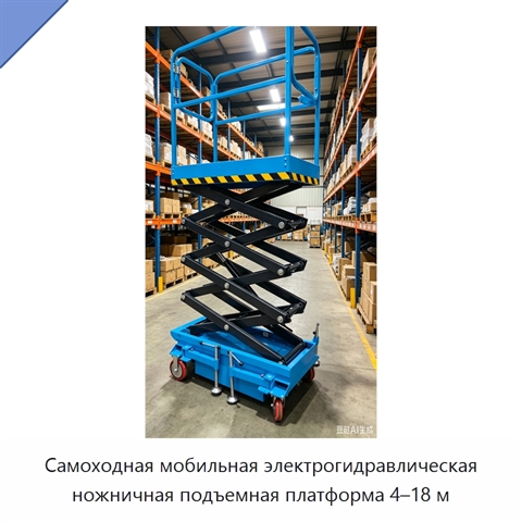 Самоходная мобильная электрогидравлическая ножничная подъемная платформа 4–18 м