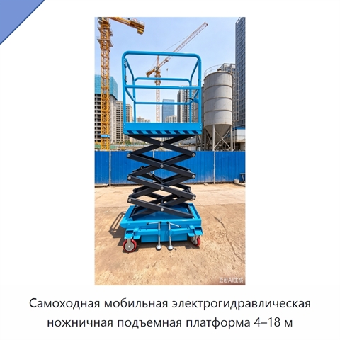 Самоходная мобильная электрогидравлическая ножничная подъемная платформа 4–18 м