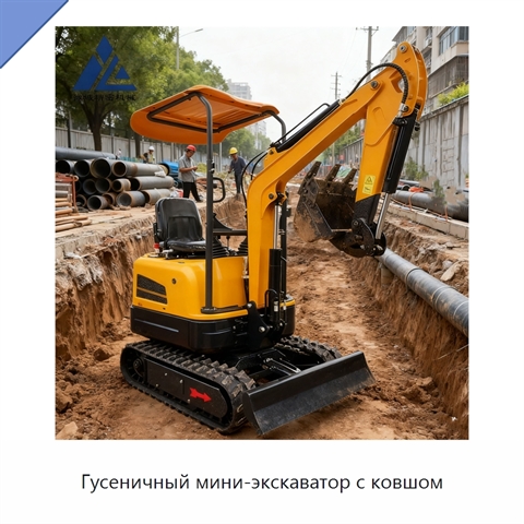 Гусеничный мини-экскаватор с ковшом
