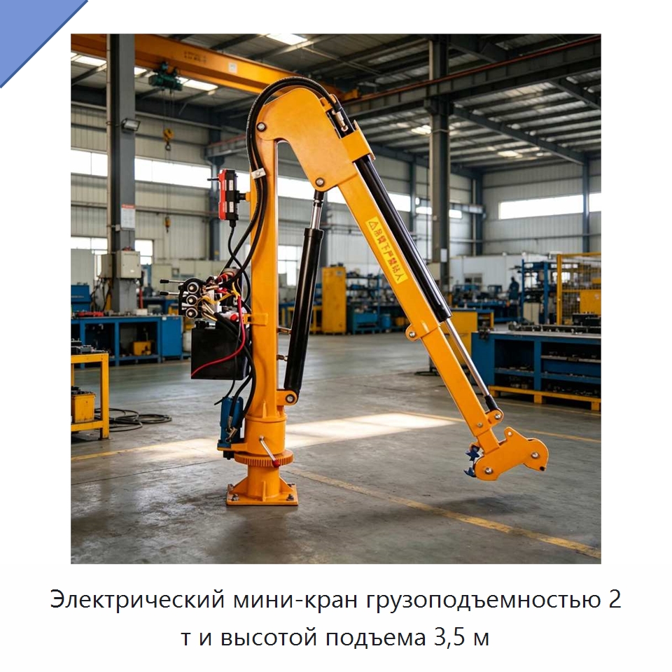 Электрический мини-кран грузоподъемностью 2 т и высотой подъема 3,5 м — Краны