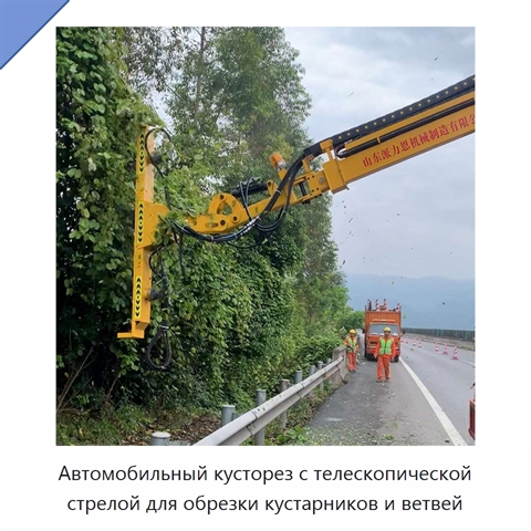 Автомобильный кусторез с телескопической стрелой для обрезки кустарников и ветвей