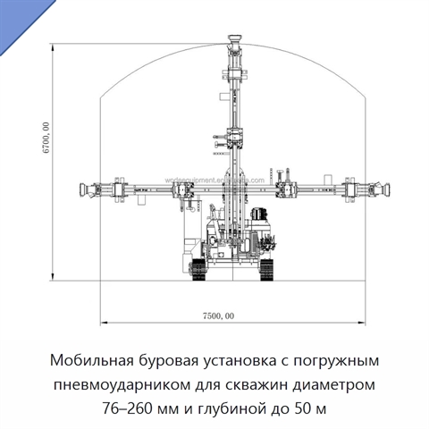 Мобильная буровая установка с погружным пневмоударником для скважин диаметром 76–260 мм и глубиной до 50 м