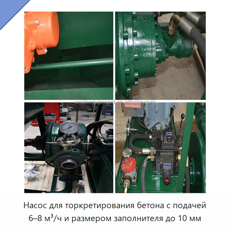 Насос для торкретирования бетона с подачей 6–8 м³/ч и размером заполнителя до 10 мм