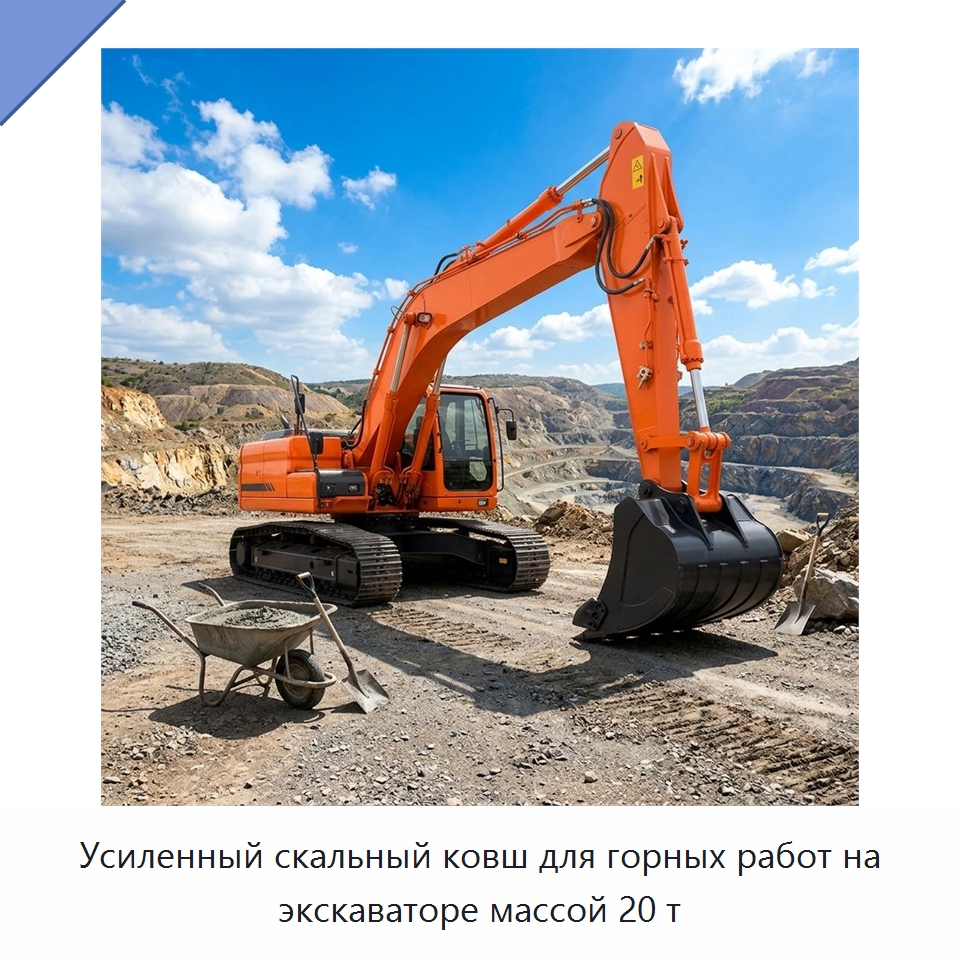 Усиленный скальный ковш для горных работ на экскаваторе массой 20 т — Навесное оборудование для строительной техники