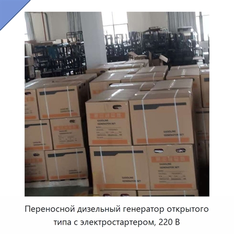 Переносной дизельный генератор открытого типа с электростартером, 220 В