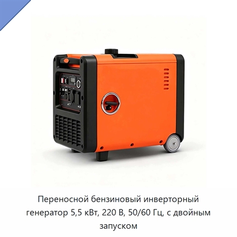 Переносной бензиновый инверторный генератор 5,5 кВт, 220 В, 50/60 Гц, с двойным запуском