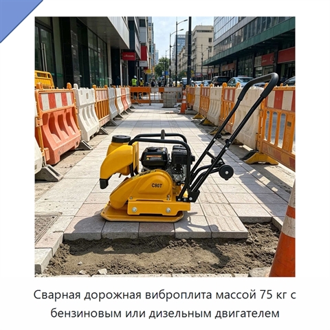 Сварная дорожная виброплита массой 75 кг с бензиновым или дизельным двигателем