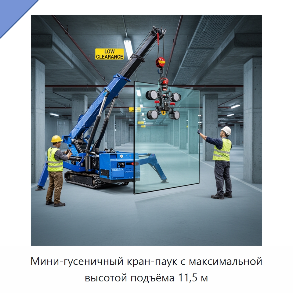 Мини-гусеничный кран-паук с максимальной высотой подъёма 11,5 м — Краны