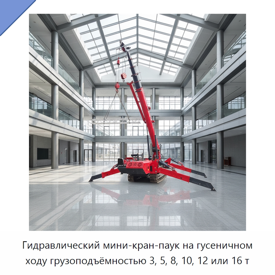 Гидравлический мини-кран-паук на гусеничном ходу грузоподъёмностью 3, 5, 8, 10, 12 или 16 т — Краны