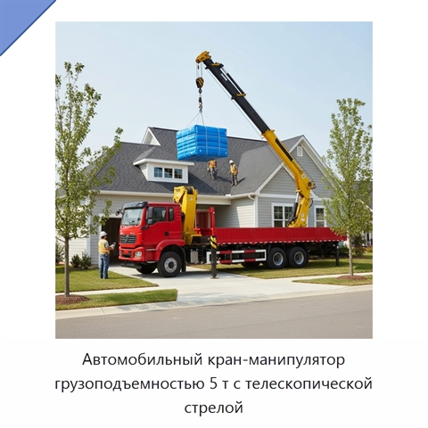 Автомобильный кран-манипулятор грузоподъемностью 5 т с телескопической стрелой