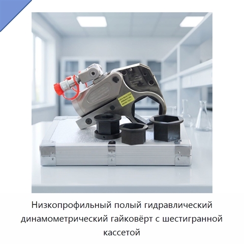 Низкопрофильный полый гидравлический динамометрический гайковёрт с шестигранной кассетой