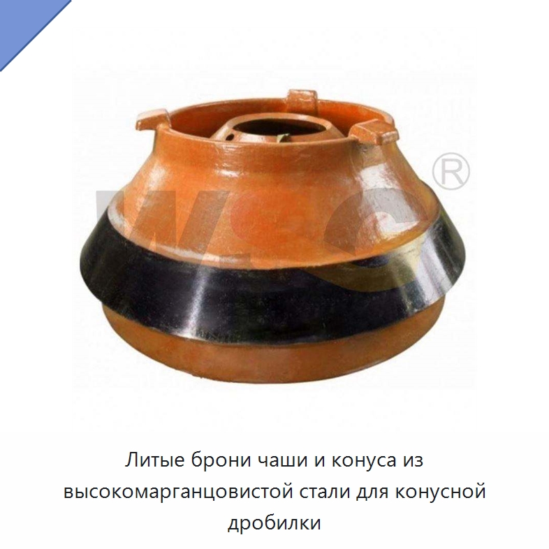 Литые брони чаши и конуса из высокомарганцовистой стали для конусной дробилки — Горнодобывающее оборудование