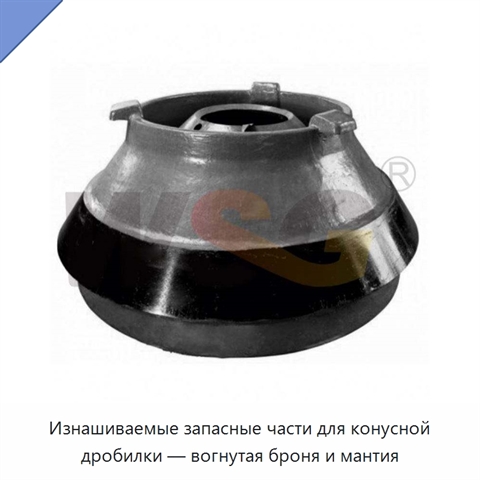 Изнашиваемые запасные части для конусной дробилки — вогнутая броня и мантия