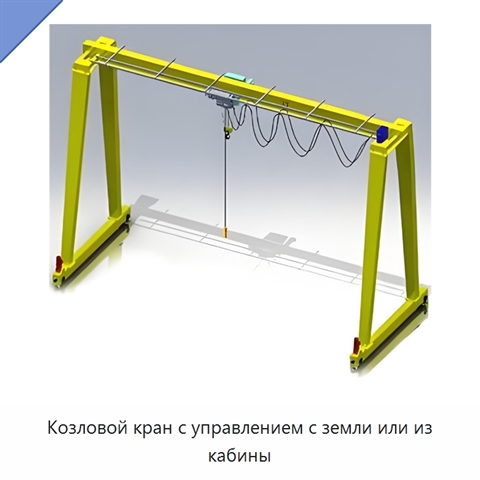 Козловой кран с управлением с земли или из кабины