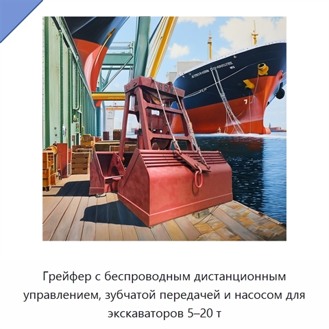 Грейфер с беспроводным дистанционным управлением, зубчатой передачей и насосом для экскаваторов 5–20 т
