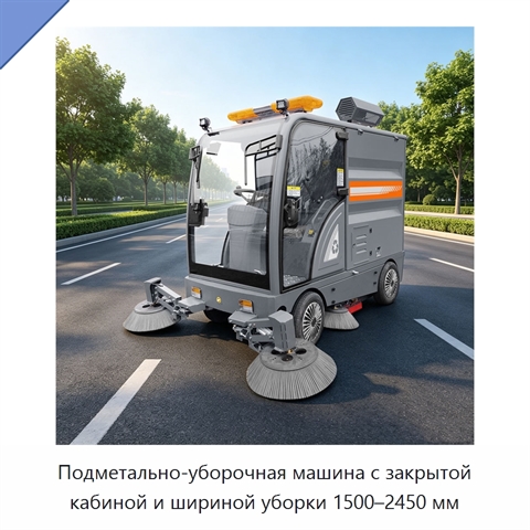 Подметально-уборочная машина с закрытой кабиной и шириной уборки 1500–2450 мм