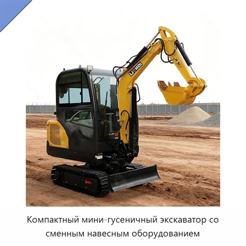Компактный мини-гусеничный экскаватор со сменным навесным оборудованием