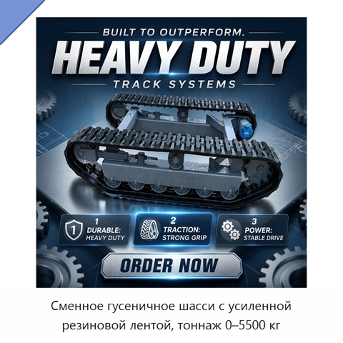 Сменное гусеничное шасси с усиленной резиновой лентой, тоннаж 0–5500 кг