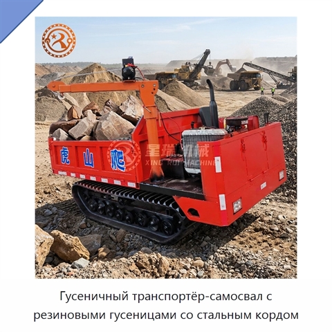 Гусеничный транспортёр-самосвал с резиновыми гусеницами со стальным кордом