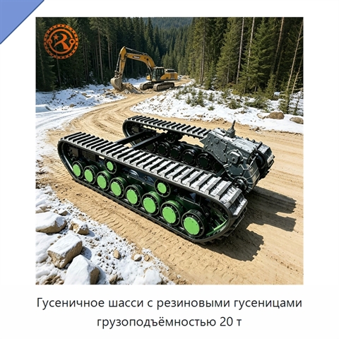 Гусеничное шасси с резиновыми гусеницами грузоподъёмностью 20 т