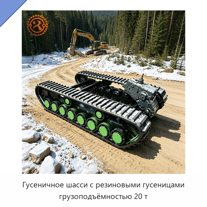 Гусеничное шасси с резиновыми гусеницами грузоподъёмностью 20 т