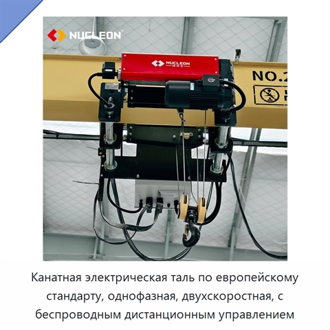 Канатная электрическая таль по европейскому стандарту, однофазная, двухскоростная, с беспроводным дистанционным управлением