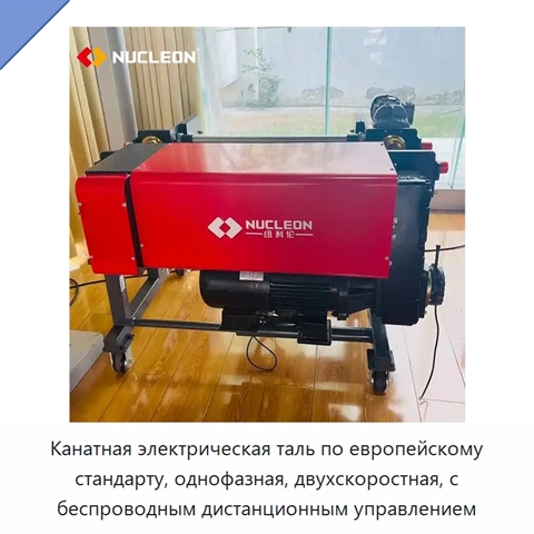 Канатная электрическая таль по европейскому стандарту, однофазная, двухскоростная, с беспроводным дистанционным управлением
