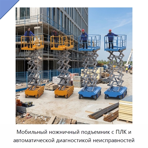 Мобильный ножничный подъемник с ПЛК и автоматической диагностикой неисправностей
