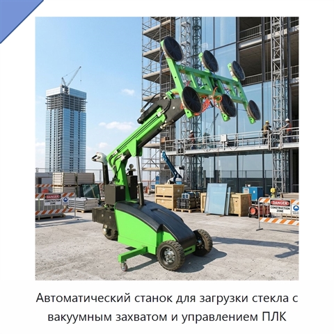 Автоматический станок для загрузки стекла с вакуумным захватом и управлением ПЛК