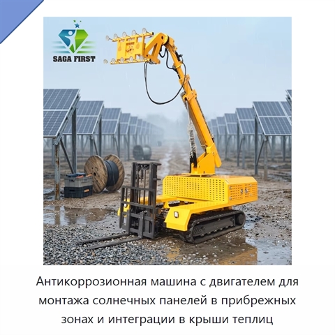 Антикоррозионная машина с двигателем для монтажа солнечных панелей в прибрежных зонах и интеграции в крыши теплиц