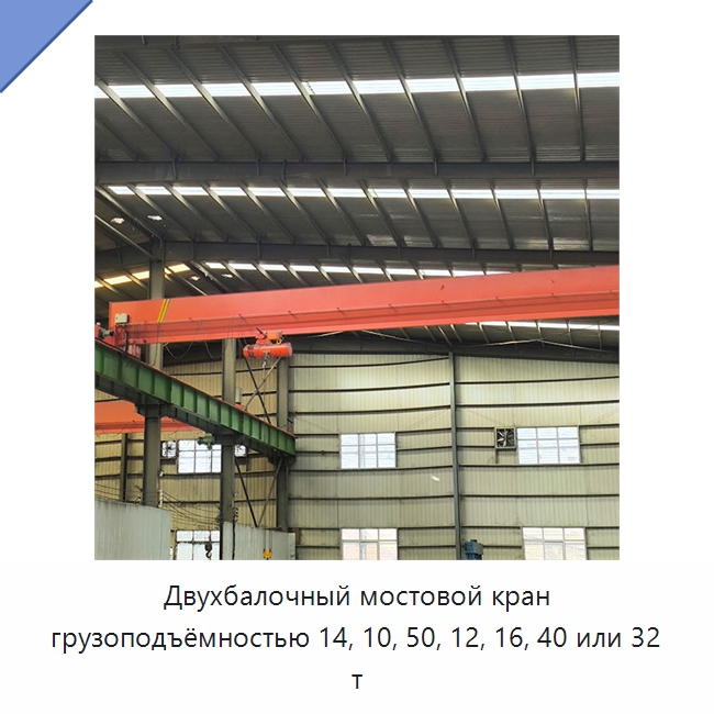 Двухбалочный мостовой кран грузоподъёмностью 14, 10, 50, 12, 16, 40 или 32 т — Краны