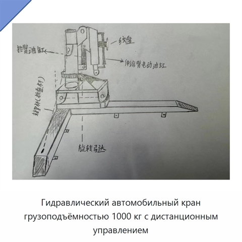 Гидравлический автомобильный кран грузоподъёмностью 1000 кг с дистанционным управлением