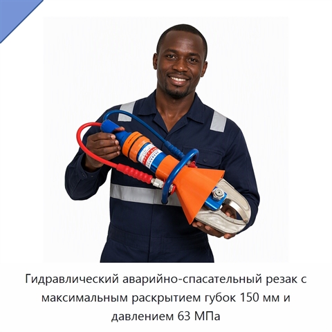 Гидравлический аварийно-спасательный резак с максимальным раскрытием губок 150 мм и давлением 63 МПа