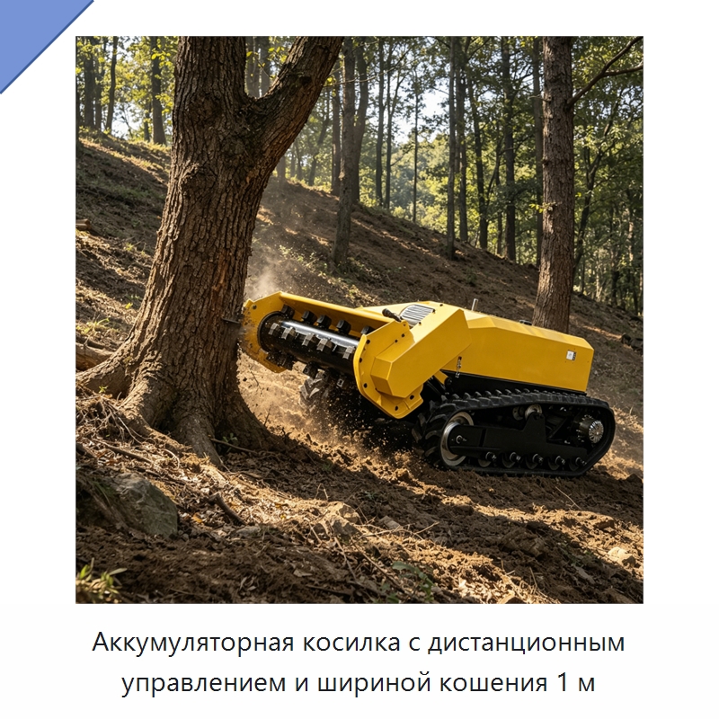Аккумуляторная косилка с дистанционным управлением и шириной кошения 1 м — Газонокосилки