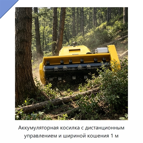 Аккумуляторная косилка с дистанционным управлением и шириной кошения 1 м