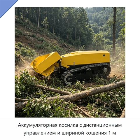 Аккумуляторная косилка с дистанционным управлением и шириной кошения 1 м