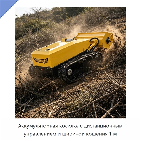 Аккумуляторная косилка с дистанционным управлением и шириной кошения 1 м