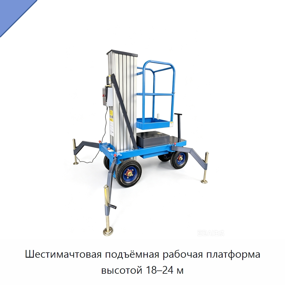 Шестимачтовая подъёмная рабочая платформа высотой 18–24 м — Подъемные столы