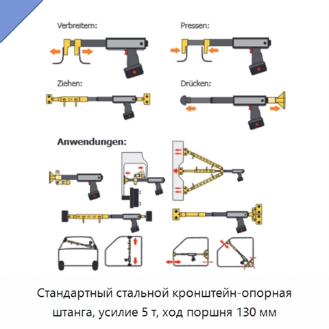 Стандартный стальной кронштейн-опорная штанга, усилие 5 т, ход поршня 130 мм