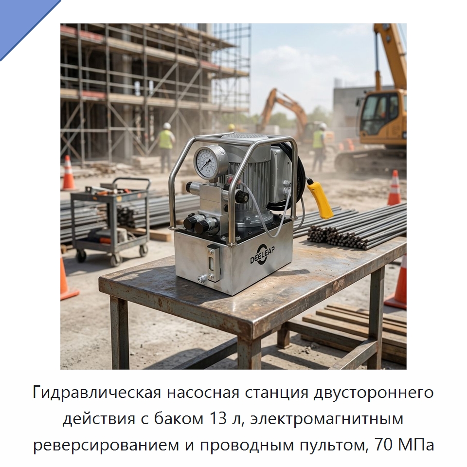 Гидравлическая насосная станция двустороннего действия с баком 13 л, электромагнитным реверсированием и проводным пультом, 70 МПа — Гидравлические насосы