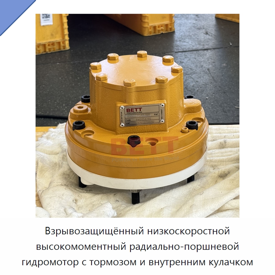 Взрывозащищённый низкоскоростной высокомоментный радиально-поршневой гидромотор с тормозом и внутренним кулачком — Гидромоторы
