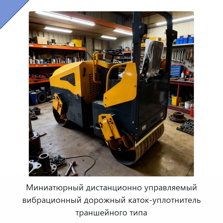 Миниатюрный дистанционно управляемый вибрационный дорожный каток-уплотнитель траншейного типа